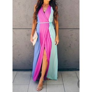 Corey Colorblock Wrap Maxi Dress
